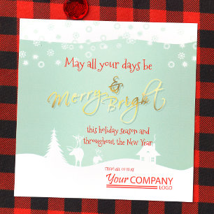 Invitation Vert clair, logo rouge, Noël de neige blanche