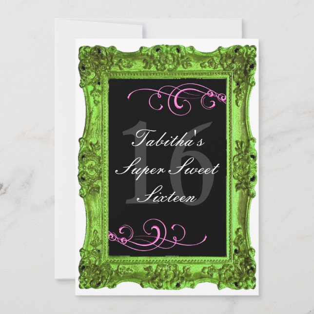 Invitation Vert de chaux et sweet sixteen rose Invitatio de (Devant)