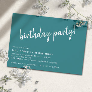 Invitation Vert de la mer bleue turquoise Fête d'anniversai