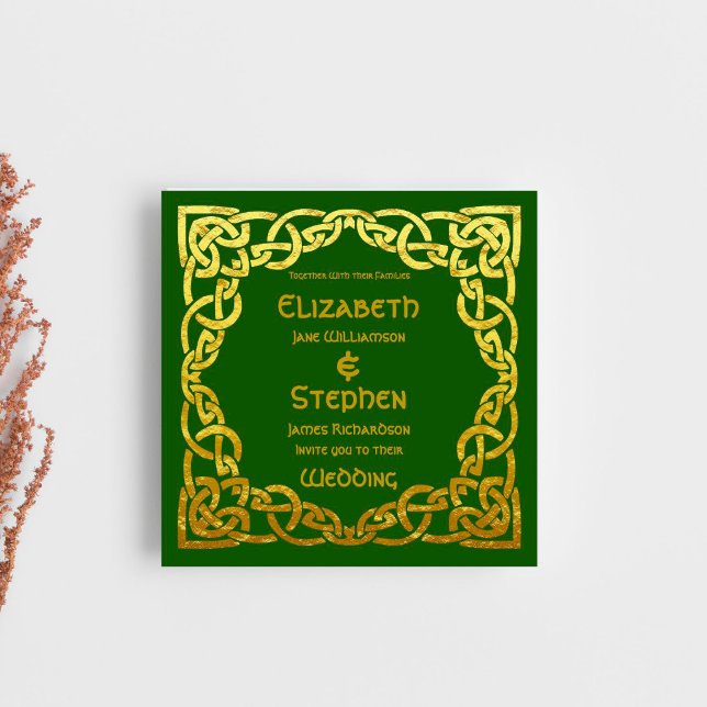 Invitation Vert de mariage celtique | Nœud celtique en faux o (Créateur téléchargé)