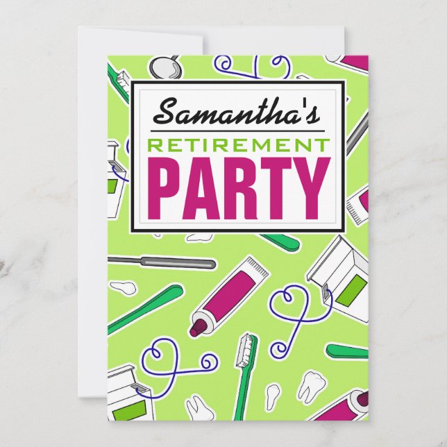 Invitation Vert de partie de retraite d'hygiéniste (Devant)