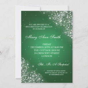 Invitation Vert de scintillement élégant de parties