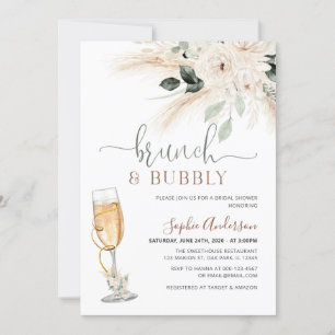 Invitation Vert Désert Boho Pampas Grass Brunch & Bubbly