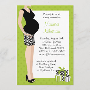 Invitation Vert d'invitation de baby shower avec le motif de