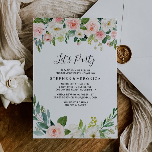 Invitation Vert Elégant Floral Faisons la fête (Créateur téléchargé)