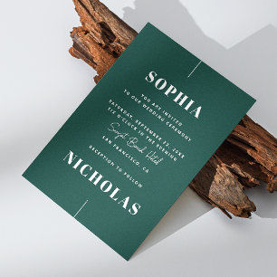 Invitation Vert émeraude Code QR de mariage élégant minimalis
