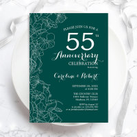 Vert émeraude floral 55e anniversaire