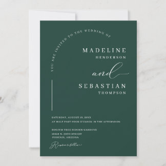 Invitation Vert émeraude luxuriant moderne photo mariage arch