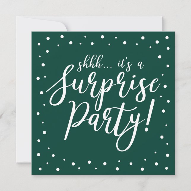 Invitation Vert et blanc | 60e fête d'anniversaire surprise (Devant)