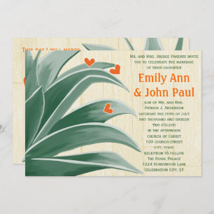 Invitation Vert et corail Rustique moderne Mariage succulent