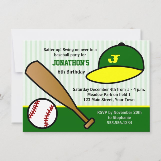 Invitation Vert et jaune faits sur commande mignons de fête (Devant)
