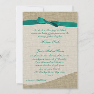 Invitation  vert et Mariage Burlap