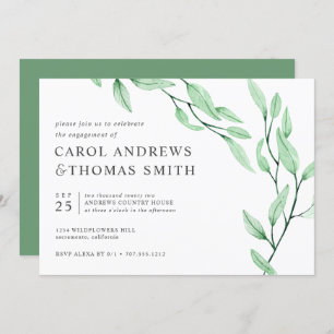 Invitation Vert éthérée   Chic Botanical Engagement Party