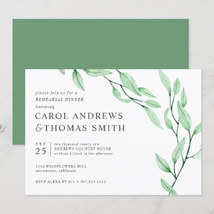 Invitation Vert éthérée Dîner de répétition botanique chic