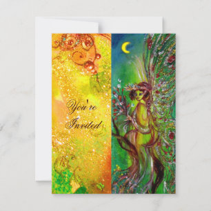 Invitation VERT FAIRY jaune bleu rouge argent