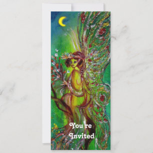 Invitation VERT FAIRY jaune bleu rouge argent