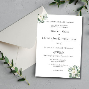 Invitation Vert floral blanc Mariage traditionnel