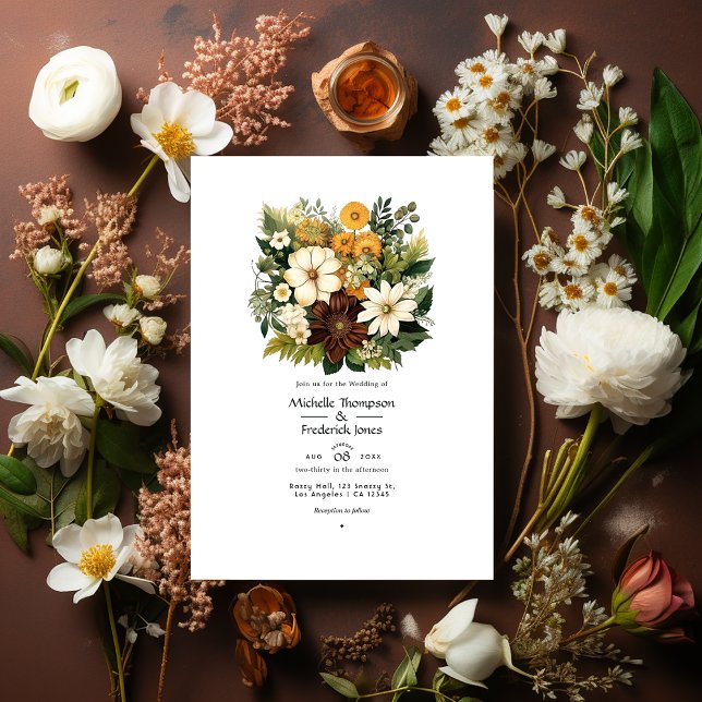 Invitation Vert forêt, Chocolat Brown, Mariage Brown artisana (Créateur téléchargé)