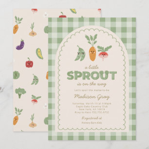 Invitation Vert Gingham Little Sprout sur le chemin de la Fêt