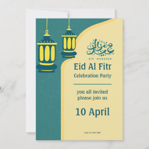 Invitation Vert Jaune Élégant Eid Al Fitr Halal Bi Halal
