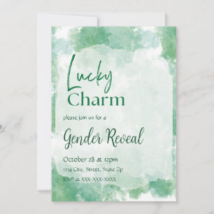 Invitation Vert Lucky Charm Aquarelle Révélation de genre