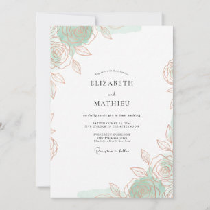 Invitation Vert Menthe Mariage Romantique Éthéré