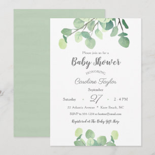 Invitation Vert moderne Baby shower simple genre neutre