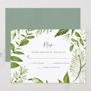 Invitation Vert moderne Été Printemps Mariage RSVP