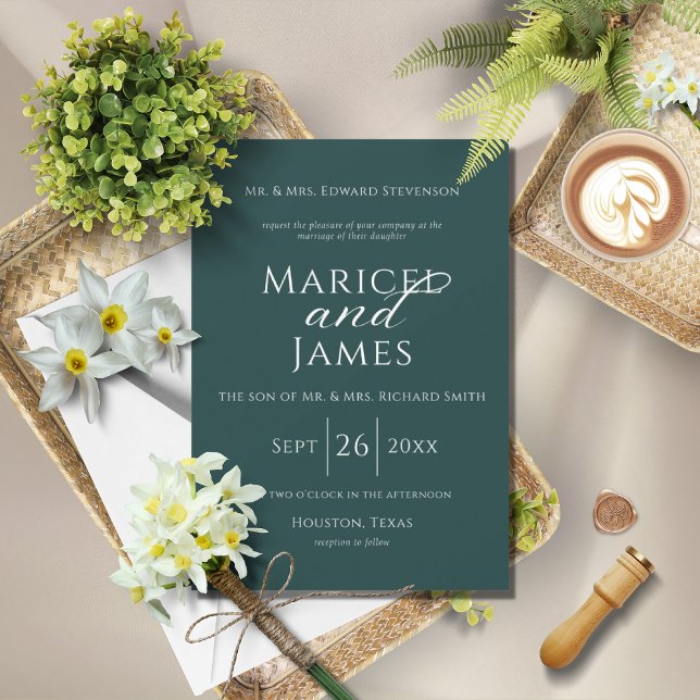 Invitation Vert moderne Simple mariage élégant (Créateur téléchargé)