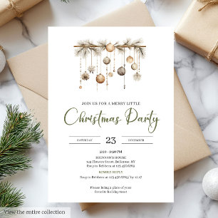 Invitation Vert mousse rustique beige Fête de Noël nordique