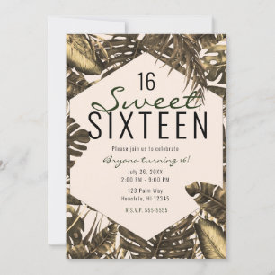 Invitation Vert olive et crème Feuilles de palmiers tropicaux