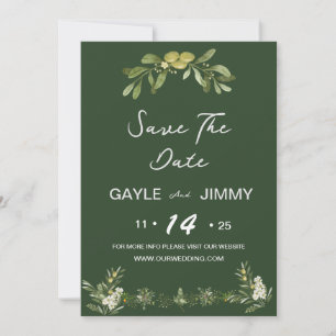 Invitation Vert Olivier Moderne Sauvez La Date