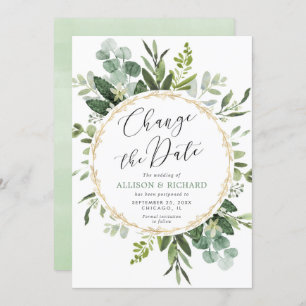 Invitation Vert or élégant moderne Changer la date