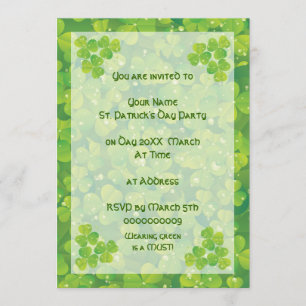 Invitation Vert porte-bonheur trèfle shamrock invitatiom