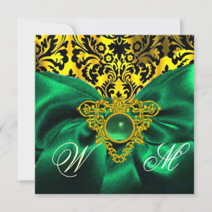 INVITATION VERT RIBBON OR CELTIC COEUR DOMMASQUE MONOGRAPHE
