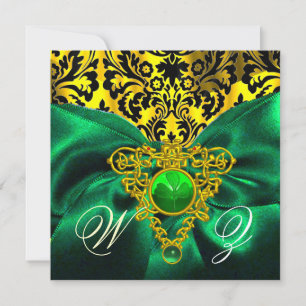 INVITATION VERT RIBBON OR CELTIC COEUR DOMMASQUE MONOGRAPHE
