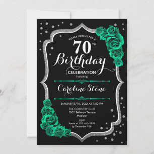 Invitation Vert Rose Black Silver 70e anniversaire