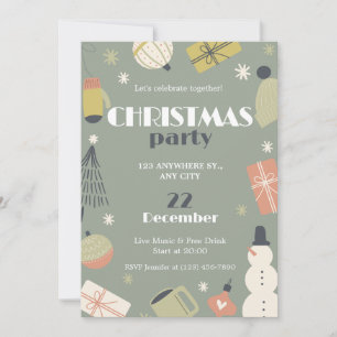 Invitation Vert rose blanc mignon Simple fête de Noël