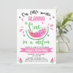 Invitation Vert Rose Un Dans Un Melon 1er Anniversaire