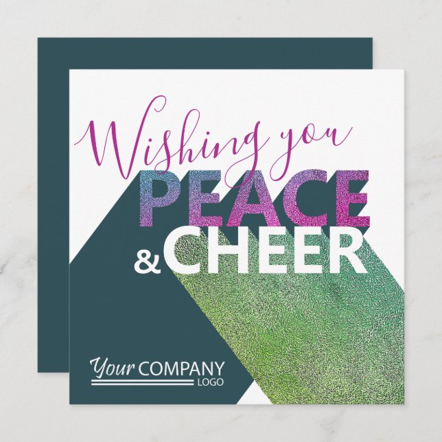 Invitation Vert, Rose Violet Business Typographie Vacances (Devant / Derrière)