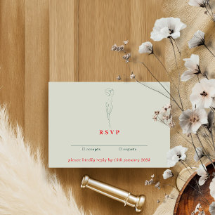 Invitation Vert Rouge Boho Essential Kindly Répondre Flower
