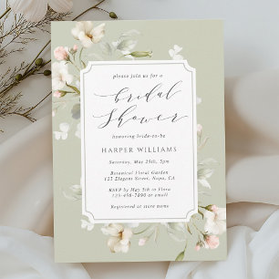 Invitation Vert sage et blanc floral Baby Shower de mariage