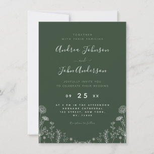 Invitation Vert sage   Fleur sauvage Levée de feuille botaniq