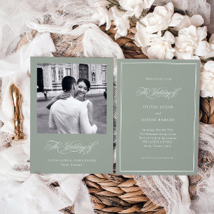 Invitation Vert sage   Mariage photo italien Elegance