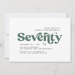 Invitation Vert sage rétro moderne minimaliste 70e anniversai