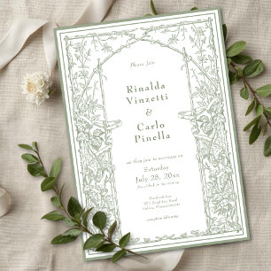 Invitation Vert sauge Arche de treillis botanique vintage pou