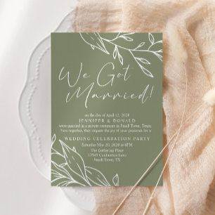 Invitation Vert sauge Boho Fleur Mariage Juste Marié
