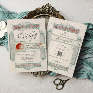 Invitation Vert sauge clair vintage élégant mariage d'argent