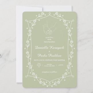 Invitation Vert Sauge Classique Floral Minimaliste 
