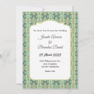 Invitation Vert sauge de luxe géométrique tribal sans couture
